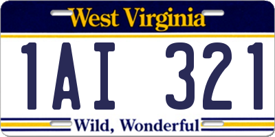 WV license plate 1AI321