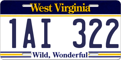 WV license plate 1AI322