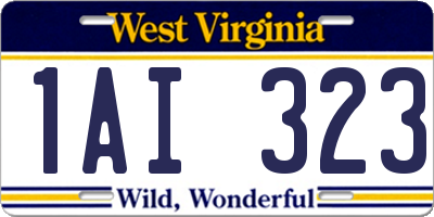 WV license plate 1AI323