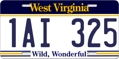 WV license plate 1AI325