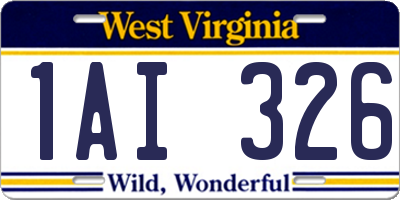 WV license plate 1AI326