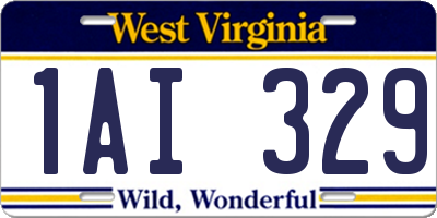 WV license plate 1AI329