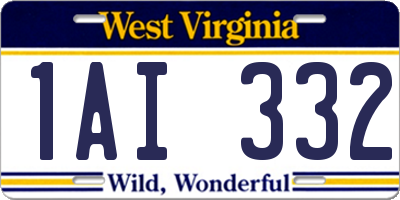 WV license plate 1AI332