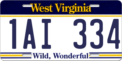 WV license plate 1AI334