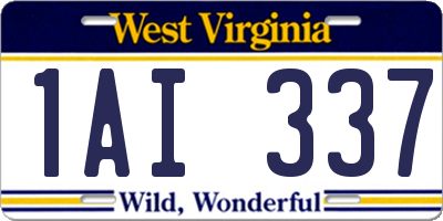 WV license plate 1AI337