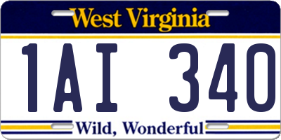 WV license plate 1AI340