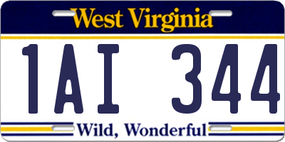 WV license plate 1AI344