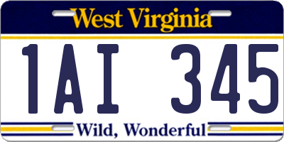 WV license plate 1AI345