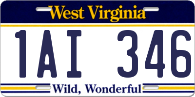 WV license plate 1AI346