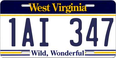 WV license plate 1AI347