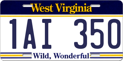 WV license plate 1AI350