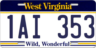 WV license plate 1AI353