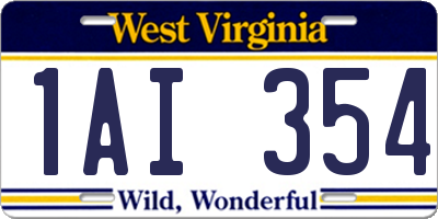 WV license plate 1AI354