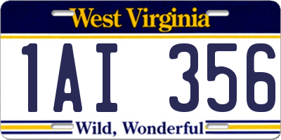 WV license plate 1AI356