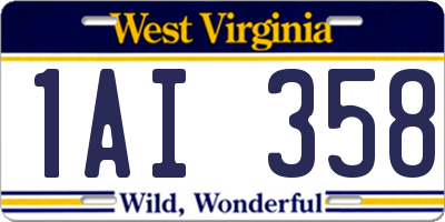 WV license plate 1AI358