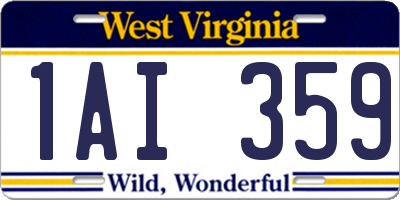 WV license plate 1AI359