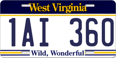 WV license plate 1AI360