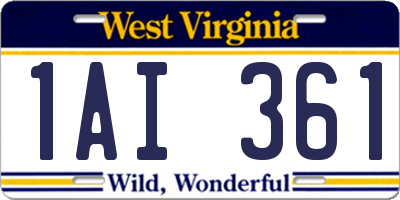 WV license plate 1AI361