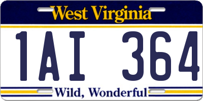 WV license plate 1AI364