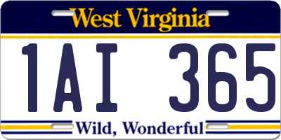 WV license plate 1AI365