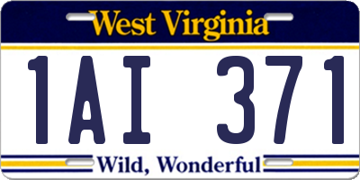 WV license plate 1AI371