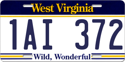 WV license plate 1AI372