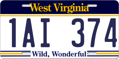 WV license plate 1AI374