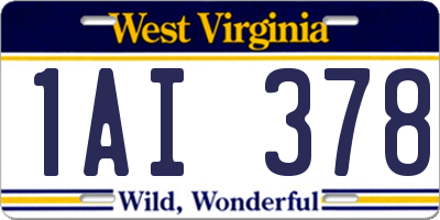 WV license plate 1AI378