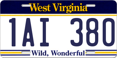 WV license plate 1AI380