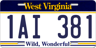 WV license plate 1AI381