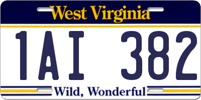 WV license plate 1AI382