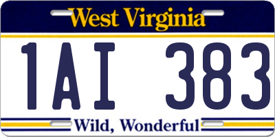 WV license plate 1AI383