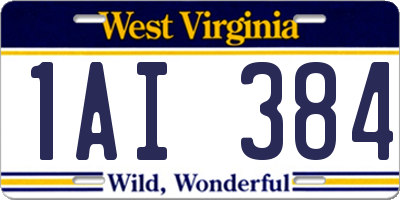 WV license plate 1AI384