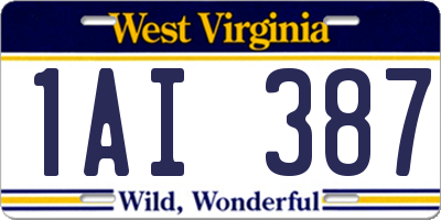 WV license plate 1AI387