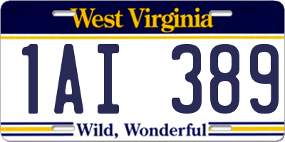 WV license plate 1AI389