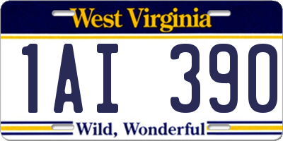 WV license plate 1AI390