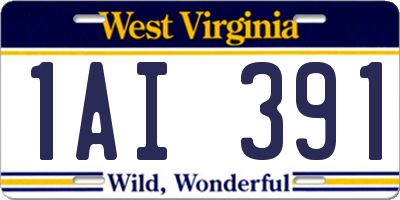 WV license plate 1AI391