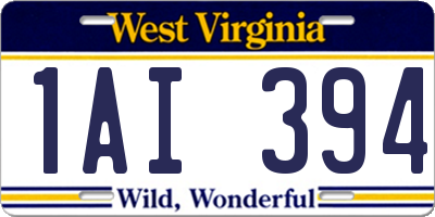 WV license plate 1AI394