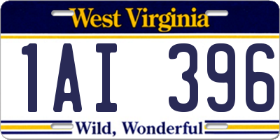 WV license plate 1AI396