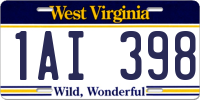 WV license plate 1AI398