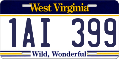 WV license plate 1AI399