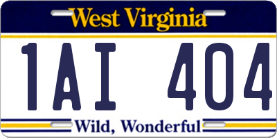 WV license plate 1AI404