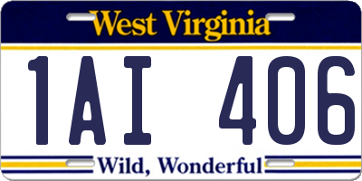 WV license plate 1AI406