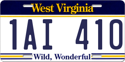 WV license plate 1AI410