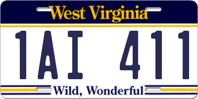 WV license plate 1AI411