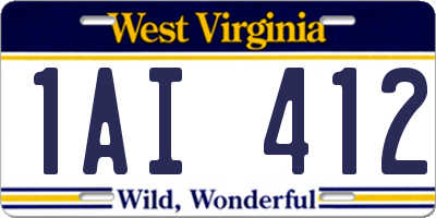 WV license plate 1AI412