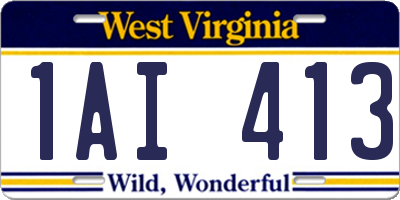 WV license plate 1AI413