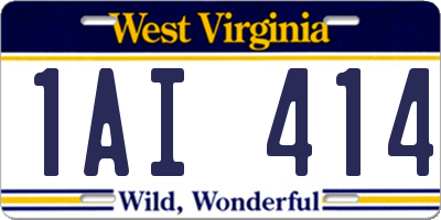 WV license plate 1AI414