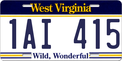 WV license plate 1AI415
