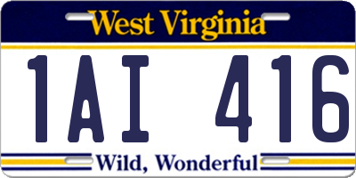 WV license plate 1AI416